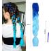 Colored Big Braids Braided Hair Hair Extensions Braids Braided Colored Hair Gradient Colored Hair Extensions with 2 Pieces of Hair Extension Rings for DIY Dress Up ect (Royal Blue to Sky Blue) - Buy Online on GoSupps.com