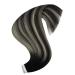Youngsee Ombre Tape-In Hair Extensions - Real Hair 40cm Balayage Black & Silver 50g 20pcs Seamless - Perfect for Glamorous Looks - Buy Online on GoSupps.com