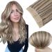 Easyouth Human Hair Wire Extensions Light Brown Highlight Platinum Blonde Wire Hair Extensions Real Hair Fish Line Hair Extensions Secret Hair 18 Inch 80g 18 Inch 1-Wire #8P60