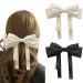 Rywicle Hair Clips Bow for Women Girls for Tassel Ribbon Bowknot Hair Claw Silky Satin French Barrette 2 Pack-White Black White and Black