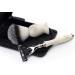Haryali London Travel Razor Set | Triple Blade & Synthetic Hair Brush | Ivory Cream Handle in Leather Travel Bag - Buy Online on GoSupps.com