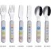 EXZACT Kids Cutlery Set - 6pcs Stainless Steel 18/10 Children's Flatware with Plastic Handles - BPA Free Toddler Utensils - Stars & Dots Design - 2 Forks, 2 Knives, 2 Spoons - Buy Online on GoSupps.com