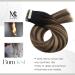 Moresoo Invisible Tape-In Hair Extensions | Real Hair | 30cm Natural Black to Dark Brown with Gold Blonde Adhesive | 20 Pieces 50g | Color #1B/4/14 - Buy Online on GoSupps.com