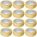 0.5 Ounce Aluminum Tin Jar 15 ml Refillable Containers Clear Top Screw Lid Round Tin Container Bottle for Cosmetic ,Lip Balm, Cream, 12 Pcs Gold Color. 0.5-Ounce