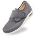 Orthoshoes Women's Diabetic Elderly Shoes Mesh Breathable Walking Sneakers Lightweight Adjustable Easy On and Off Strap Summer Slippers for Swollen Feet 6.5 Grey