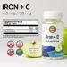 KAL Iron Plus C Instant Dissolve Supplement - Natural Apple Flavor | 90 Micro Tablets | Increased Absorption Iron Pills | GMP Certified | 60-Day Money Back Guarantee - Buy Online on GoSupps.com