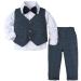 mintgreen Baby Boys Gentleman Suit Set Long Sleeve Shirt with Bowtie + Waistcoat + Pants Size: 1-4 Years Navy 18-24 Months