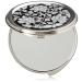 Mother of Pearl Metal Round Compact Pocket Hand Mirror with Peony Design