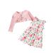 puseky Toddler Girl Dress and Cardigan 2 Piece Girl Floral Print Sleeveless Dress and Ribbed Cardigan Coat Set 5-6 Years Pink