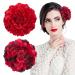 Bofunx 2 pieces Flowers Hair clip Hair clip red flower brooch hair jewelry hair clamp for party wedding halloween carnival masquerade make-up styles-j