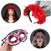 FRCOLOR Mexican Rose Floral Crown Veil with Mask Women Costume for Halloween Party - Buy Online on GoSupps.com