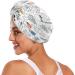 Doodle Vegetables & Fruits Dry Hair Cap Set - 2 Piece Quick Drying Towel with Button Headband Super Absorbent & Soft Comfort - Buy Online on GoSupps.com