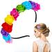 Floral Wedding crown PROUSKY Rose Flower Crown Hair Wreath Floral Headband Flower Hair Accessory Suitable for Wedding Parth Mother's Day Birthday Daily Wear Rainbow