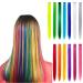 13 Pcs Colored Hair Extensions 20 Inch Colorful Party Highlights Multi-Colors Clip in Synthetic Straight Rainbow Hairpieces for Women Kids Girls(13 colors/pack) Multi-colored 13pcs
