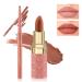 Boobeen 2Pcs Lip Liner and Lipstick Makeup Set Lip Crayon Pencil Velvety Nude Lipliner Lip Gloss Make Up Gift Sets for Women Ultra-Long-Lasting Matte but Not Dry #N04