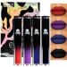 4Pcs Dark Red Purple Blue Black Matte Liquid Lipstick Sets Matte Lipstick Lip Stain Long Lasting 24 Waterproof Lip Gloss Gift Set Matt Liquid Makeup Lipstick for Women (Set C)