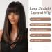Long Black Wigs for Women - Shoulder Length Mixed Blonde with Bangs | Natural Synthetic Hair Replacement for Daily & Party Use - Style 2078-1 - Buy Online on GoSupps.com