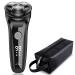 Men's Electric Shaver, Rechargeable Rotary Razor with Pop-up Sideburn Trimmer and LCD Power Indicator, Fast Charging, Compact Wet and Dry Shaver