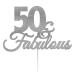 50 & Fabulous Birthday Cake Topper with Bold Swirly Design for 50th Birthday Celebration Made in UK - Silver