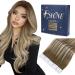 FSHINE TAPE Extensions real hair 35cm 50 grams real hair color medium brown with blond balayage medium brown hair recovery straight real hair 20 pieces extensions invisible tape #6/60/6 3. tape #6/65cm