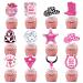 yoomod 36PCS Cowgirl Cupcake Toppers - Western Cowgirl Party Decorations Let's Go Girls Pink Disco Cowgirl Bachelorette Party Rodeo Birthday Valentines Day Party Supplies 12 Styles Cowgirl-36PCS