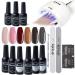 Drizzle Beauty Gel Nail Polish Kit with 24/48W UV LED Light Lamp Dryer, 6 Colors Gel Polish Starter Set with 3 Pcs Top Coat Base Gel 50 Pack Remover Pad Manicure Tools… 6+3 Starter Kit