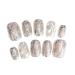 ENERRGECKO Natural False Nails Artificial Tip Manicure Phototherapy Nails Water Ripple Tablets Silver Gradient Color Nail Patch for Nail Art Salons and Home