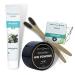 Professional Natural Teeth Whitening Kit Activated Charcoal Powder Peppermint Toothpaste Sensitive Gums Dental Floss White Teeth Vegan Removes Tartar Stains Plaque Bad Breath