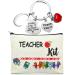 Teacher Appreciation Gift Set Teacher Makeup Pouch Cosmetic Bag Teacher Keychain with Initial Graduation Gifts for Teacher C Shape