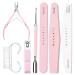 Makartt nail file and buffer pink basic nail preparation set with a nail skin trimmer manicure set for beginners nail care set with a nail skin clipper nail skin trimmer and nail brush (7 pieces) 7 pieces of pink manicure set