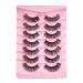 7 Pairs 3D False Eyelashes Natural 15mm Long Wispy Reusable False Eyelashes with Clear Band Wispy Lashes Lashes