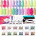 REDNEE 21 Pcs Dip Powder Nail Kit Starter - 12 Easter Candy Colors Macaroon Pastel Acrylic Dipping Powder Kit for Manicure Festival Nail Design RE36