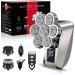 Head Shavers for Bald Men IPX7 Waterproof Shaver 7D Rechargeable Rotary Shaver 5 in 1 Grooming Kit for Men Wet/Dry Shaver Hair Trimmer with LED Display USB Charging Storage Bag