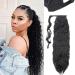 SEGO 66cm ponytail extension hair part braid corn wavy clip in ponytail hair extension curly synthetic hair 1# black 26 "(66cm) -110g
