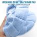 Jiozermi 4pcs Bathroom Soft Toilet Seat Cover Pads - Thicker, Warmer, Stretchable, Washable - Easy Installation & Cleaning - Blue, Pink, Brown, Green - Buy Online on GoSupps.com