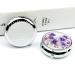 Round Purple Flowers Print Pill Box | 3 Compartment Portable Medicine Organizer | Decorative Metal Pill Case for Travel - Buy Online on GoSupps.com