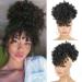 Afro Puff Drawstring Ponytail with Bangs Pineapple Updo Hair for Black Women, Short Kinky Curly Ponytail Bun (1B) 12 Inch 1B