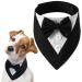 FUAMEY Dog Tuxedo,Formal Dog Wedding Bandana Dog Collar with Bow Tie Dog Birthday Costume Adjustable Pet Party Tux Dog Wedding Attire,Dog Valentines Outfit Cosplay for Small Medium Large Pets Black-L L(neck:14.9-20in) Black