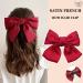 Bow Hair Clip Satin French Bow Hair Clips for Women Solid Bow Hair Clips Hair Barrette with Long Ribbon Silky Hair Bows Big Bowknot Simple Girls Hair Accessories (Black+Red) - Buy Online on GoSupps.com