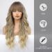 HAIRCUBE Ombre Brown & Blonde Long Curly Wig with Bangs - Heat-Resistant Synthetic Wig for Fashionable Women | Natural Appearance - Buy Online on GoSupps.com