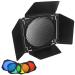 Godox Barn Door BD-04 with Honeycomb Grid for 7" Standard Reflector & Godox SL-60W MS300 SK400II Bowens Mount LED Video Light, with 4-Color Gel Filters, for Adjusting Photography Lighting