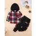 Naiyafly Toddler Boys Red Plaid Hoodie & Pants Set | Kids Outfit 5-6 Years - Buy Online on GoSupps.com