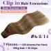Laavoo Ombre Brown Clip-In Real Hair Extensions | 105g 7-Piece Balayage Set | Light Brown & Dark Blonde | 40cm #6/8/14 - Buy Online on GoSupps.com