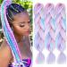 Colorfulpanda 3 pieces Jumbo Braid Kunsthaar 24 inch 100g KanCalon Hair Lichen Extensions for Crochet Twist Lichen Hair (white/pink/light blue/light violet) Rainbow