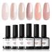 Modelones Gel Nail Polish Set 6 Colors Nude Neutral Gel Polish Skin Tone Cashmere Pink Glitter Nail Polish Bubble Bath Collection Starter Kit Soak Off UV Gel Nail LED Manicure DIY Salon Gifts Neutral Pink