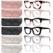 CCVOO 6 Pack Oprah Style Reading Glasses for Women Blue Light Blocking Computer Square Readers with Spring Hinge Men (A1 Mix 0.75)