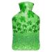 Green Leaves Hot Water Bottle With Cover Plush Bed Bottle Hand Warmer For Adults And Children 26.5X15.3cm