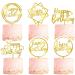 6-Pack Gold Birthday Cake Topper Set, Double-Sided Glitter, Acrylic Happy Birthday Cake Toppers /Cupcake Toppers, Birthday Decorations for Children or Adults. 6Pack-Gold2