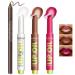 Moisturizing Solid Lip Gloss Jelly Lipstick 3Color Lip Oil Slick Click Lip Plumper with Dark Brown Lip Liner Glossy Lightweight Pigmented Non Sticky Tinted Lip Balm Makeup Gift Set for Women 0.05 Ounce (Pack of 4)