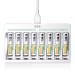 EBL Rechargeable AAA Batteries 1100mAh (8 Counts) and 8 Slot AA AAA Independent Rechargeable Battery Charger with 5V 2A USB Fast Charging Function